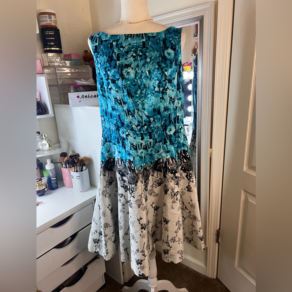 Floral Blue and White Dress